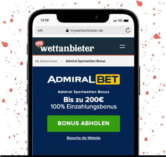 Admiralbet Bonus Claim Button von My Wettanbieter auf dem i Phone