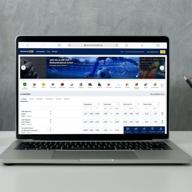 Admiralbet Homepage Layout design auf dem Macbook Pro