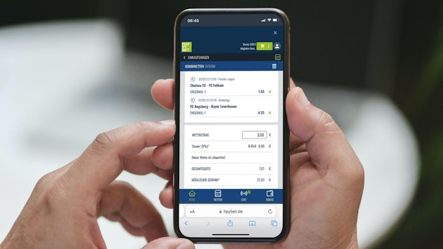 Happybet Tippschein auf dem Smartphone zeigt Entfall der Wettsteuer