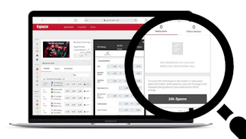 Tipico Panik Knopf im rechten Bildschirmrand auf dem Desktop