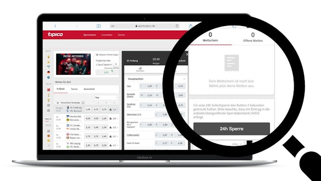 Tipico Panik Knopf im rechten Bildschirmrand auf dem Desktop