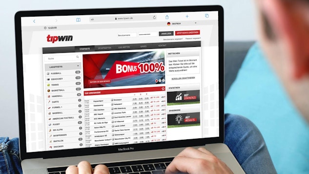 Tipwin Homepage mit Bonusbanner